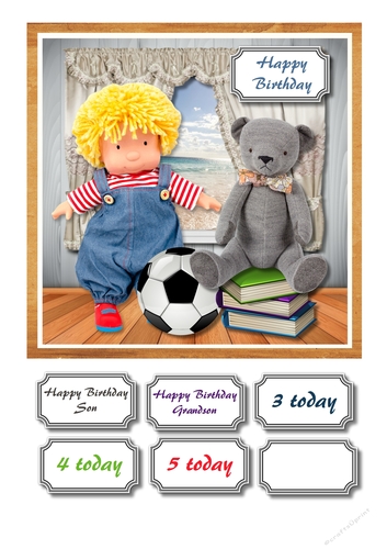 Boy doll and teddy with football