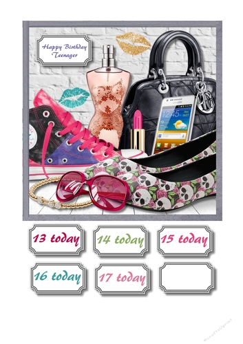 Teenage themed card for girl