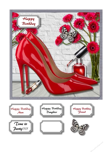 Red shoes and flowers