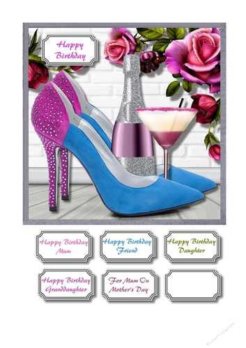 Lovely pink and blue shoes with matching accessories