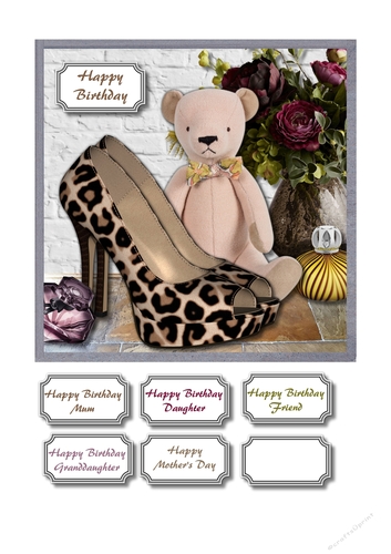 Animal print shoes and teddy