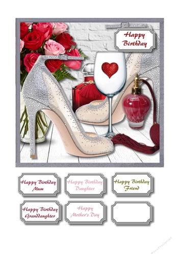 Silver shoes with red accessories