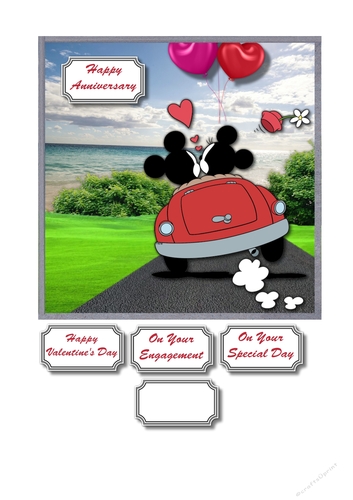 Mickey and Minnie in car