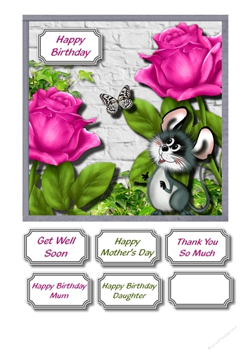 Cerise roses multi occasion card front