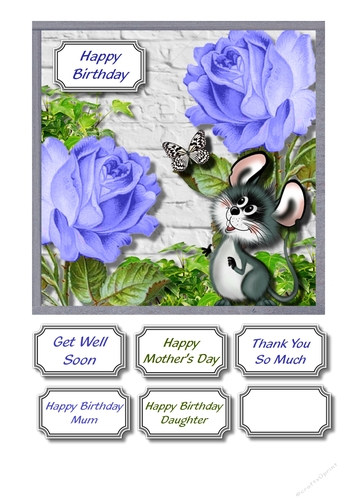 Blue roses multi occasion card front