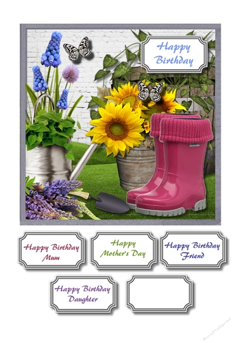 A spot of gardening with pink wellies