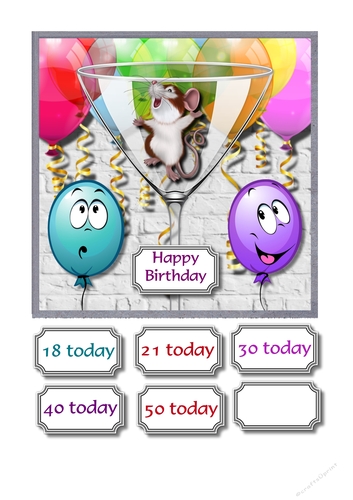 Milestone birthday with balloons and champagne glass