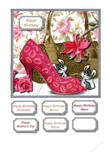 Bag and shoes in shades of gold and pink