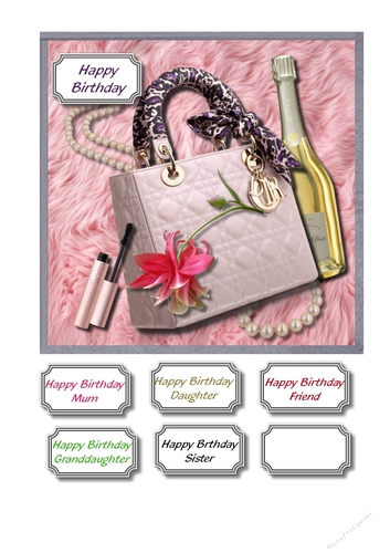 Ladies accessories on pink fur background
