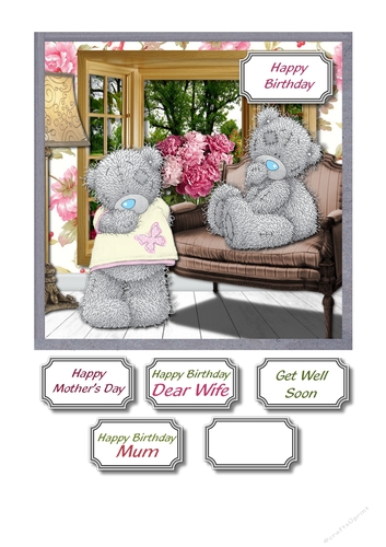 Birthday, get well or mothers day Tatty teddy card front