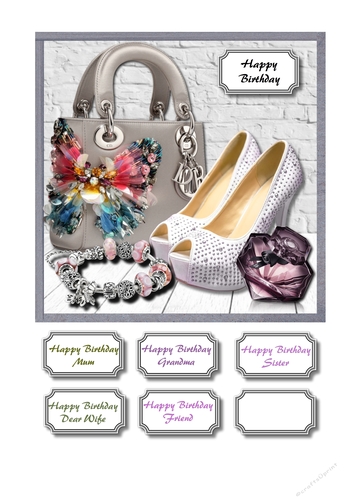 Bag, shoes, perfume and bracelet