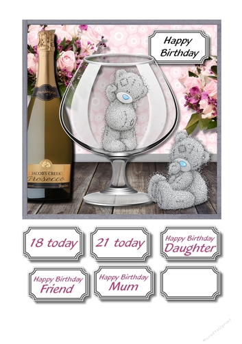 Tatty teddy with prosecco
