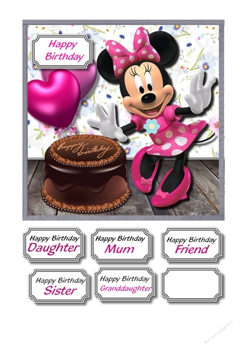 Minnie mouse with birthday cake