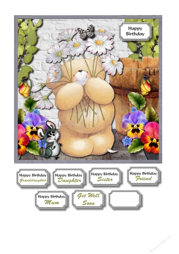 Forever friends bear with flowers