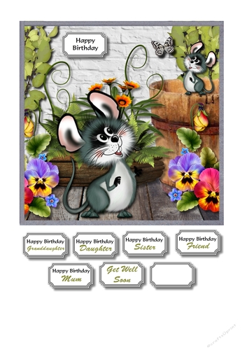 Colourful flowers and mice