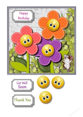 Funky flowers in orange and lilac colours
