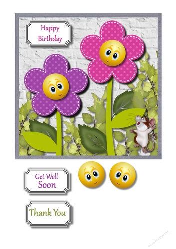 Funky flowers in lilac shades