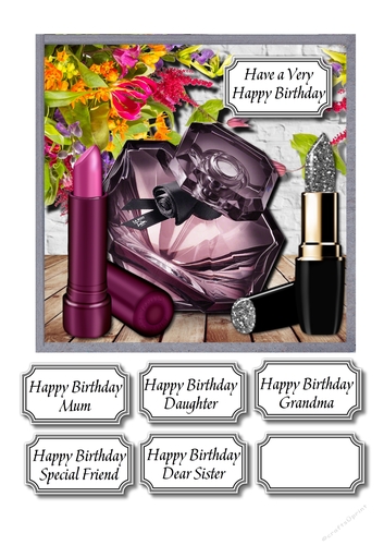 Perfume, lipsticks and flowers