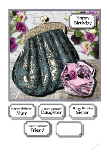 Vintage clutch bag and perfume