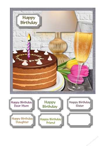 Birthday cake and champagne