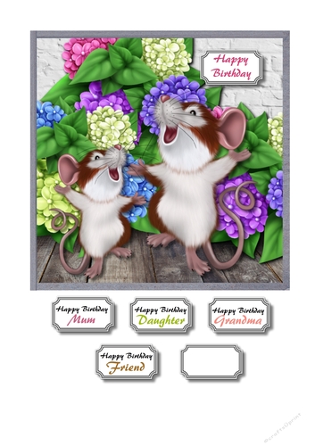 Cute mice with flowers 