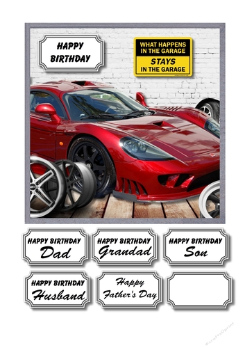 Garage with red high performance car