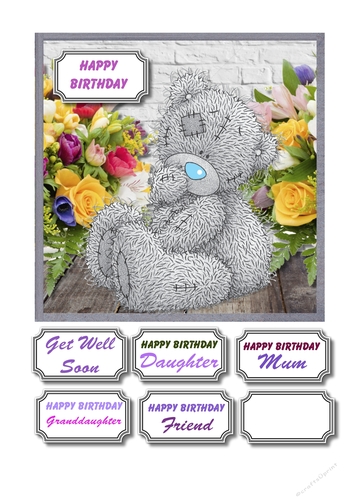 Tatty teddy with vibrant flowers