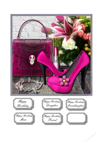 Flowers and accessories in pinks and purples
