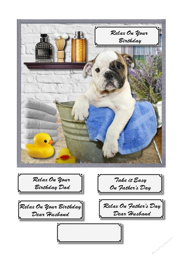 Dog in tub for fathers day or birthday
