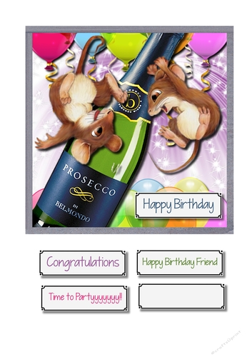 Crack open the Prosecco with two playful mice