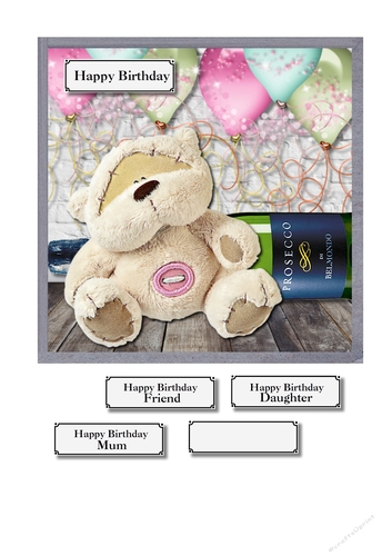 Bear, prosecco and balloons