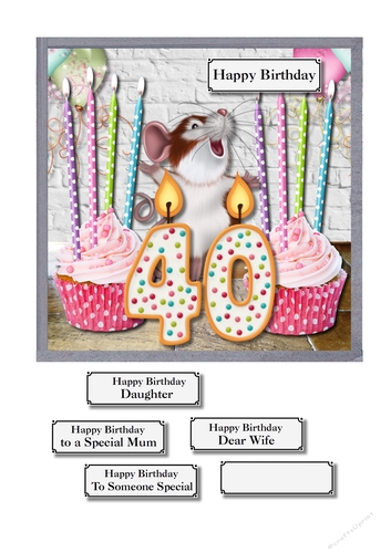 40th birthday cupcakes and mouse