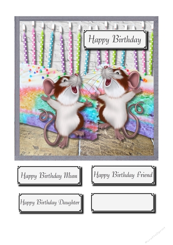 Rainbow birthday cake with mice