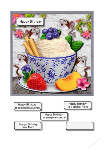 Ice cream dessert with cheeky mice