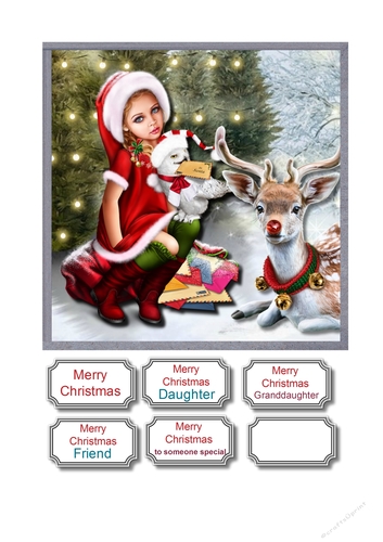 Girl with her Christmas woodland friends
