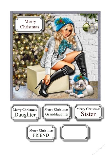 Christmas girl with cat