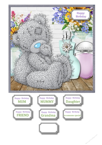Tatty teddy with flowers and perfume