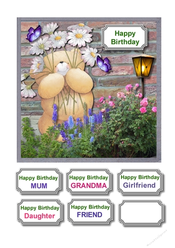 Forever friends bear in flower garden