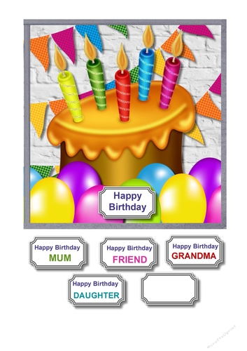 Colourful balloons, cake and bunting