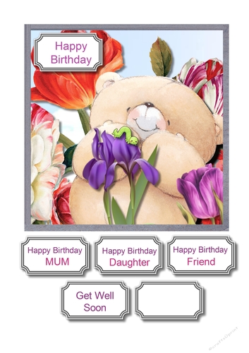 Forever friends bear surrounded by vibrant flowers