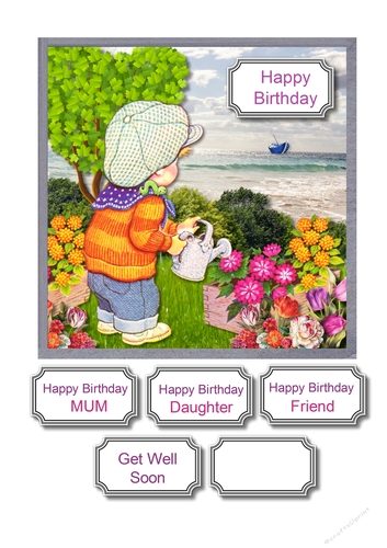 Boy watering the flowers