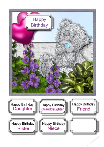Tatty teddy with flowers and balloons