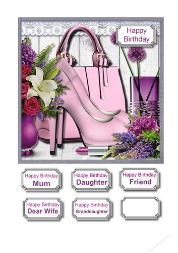 Pink bag, shoes and flowers