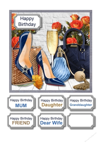 Navy accessories with orange flowers