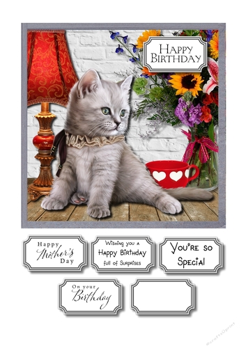 Cute kitten Mothers Day or Birthday