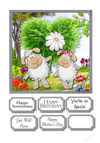 Cute sheep multi occasion card topper