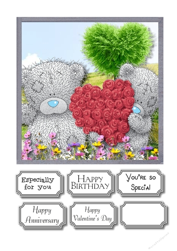 Tatty teddy with heart of roses for various occasions