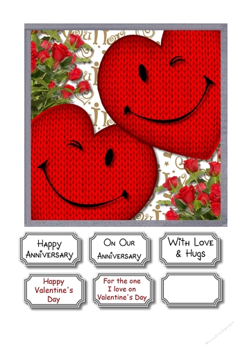 Knitted Hearts Anniversary or Valentines Day