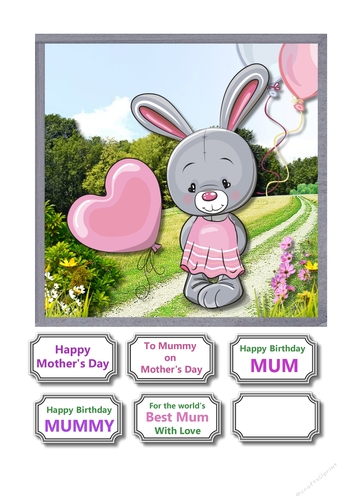 Cute bunny for Mothers Day or Birthday