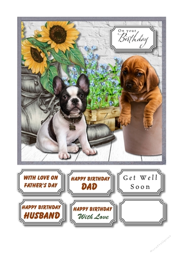 Dogs and flowers Dad birthday or Fathers Day and others